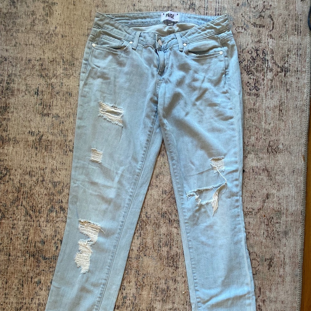 Paige distressed "Jimmy Jimmy Skinny" in sky blue